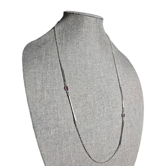 Sarah Coventry Station Pink Accents Long Silver-tone Elegant Necklace - Picture 10 of 16